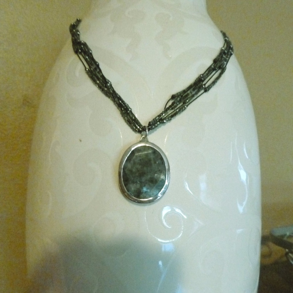 Silpada Grey genuine stone and bead necklace